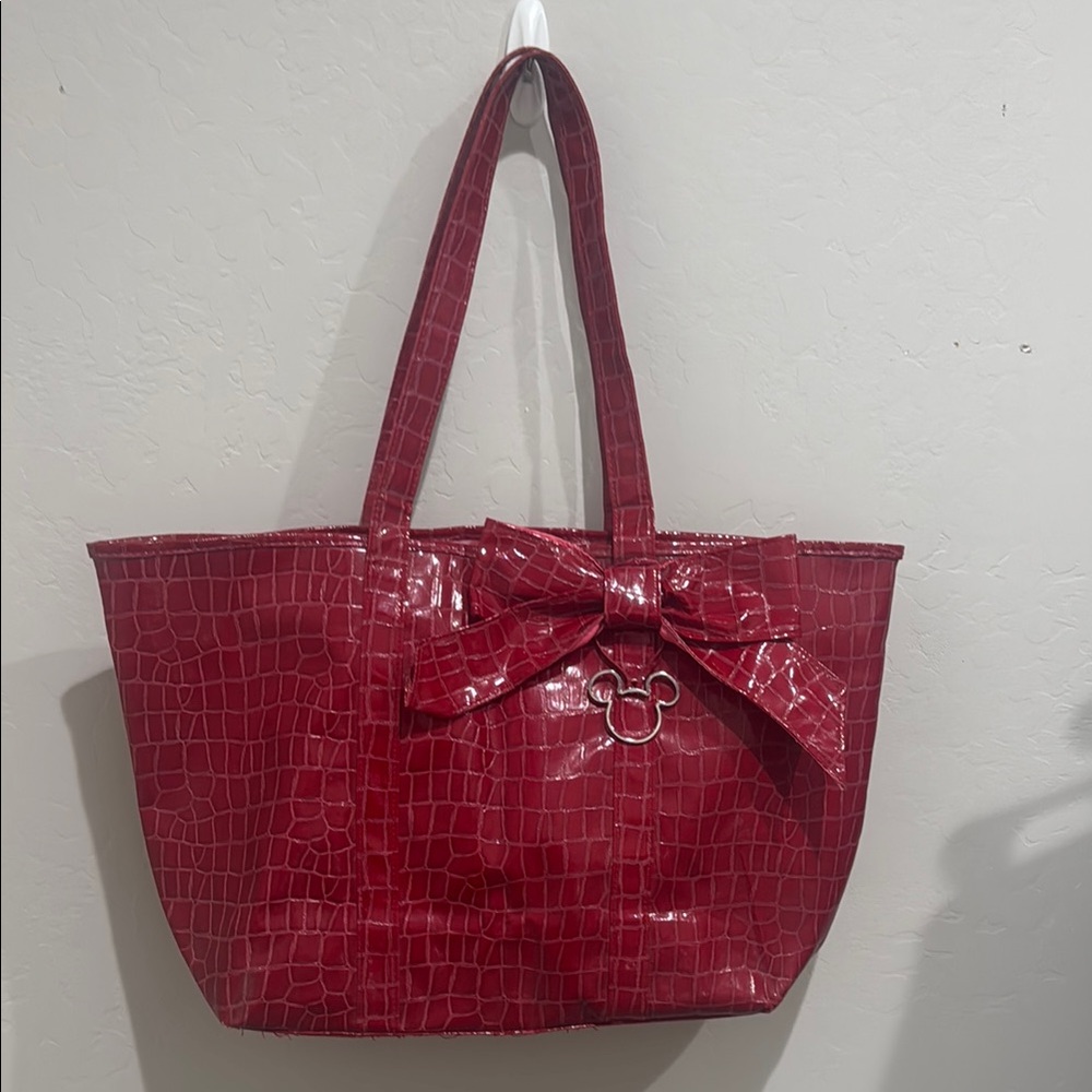 Disneyland Red Tote Bag with Bow Accent